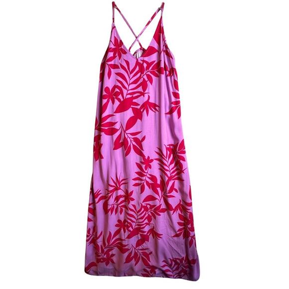 Old Navy Maxi Dress Size M Cross Back Strappy Summer Sun Tropical Resort Wear - Picture 3 of 16